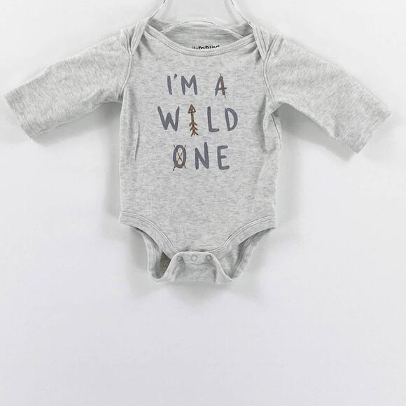 JUMPING BEANS Wild One Gray One Piece Long Sleeve Romper Onesie 3 Months - Picture 7 of 7
